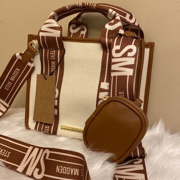NWT Steve Madden Crossbody/Canavs/Tote w/AirPod Case -Cognac - Picture 6 of 12